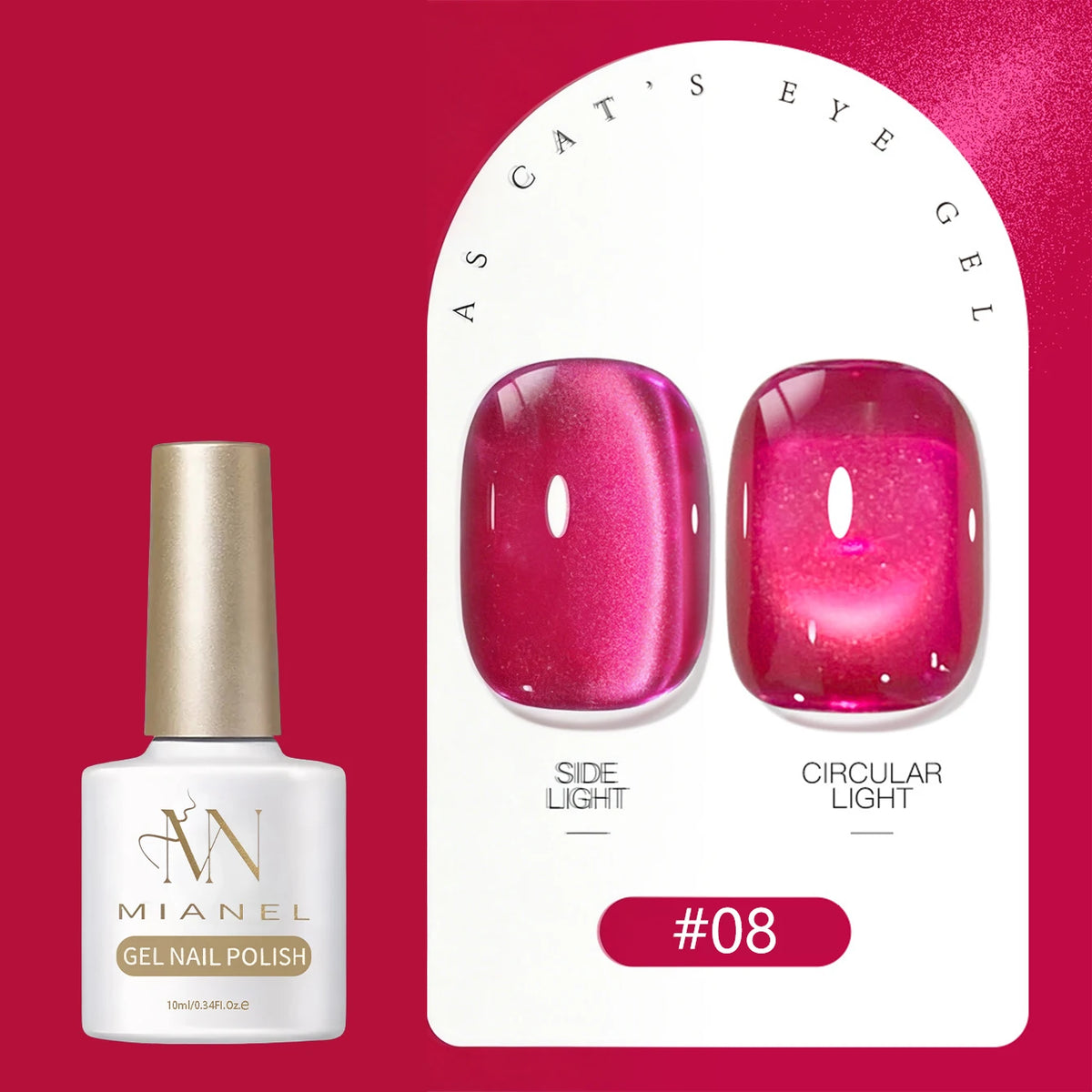 MIANEL 2026 Summer Trend Nude Pink Cat Eye Gel Nail Polish Soft Brightening Transparent Peach Pink with Glass Bead