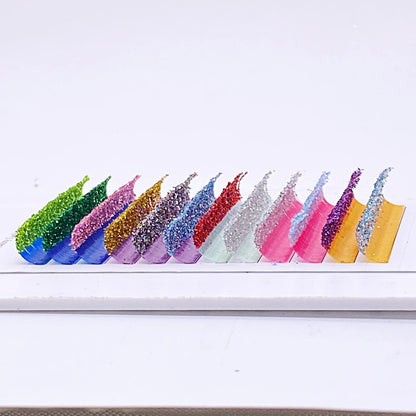 Glitter Color False Eyelash Extension Glitter Individual Fairy Lashes Russian Volume Premade Fan Christmas Halloween Color Lash