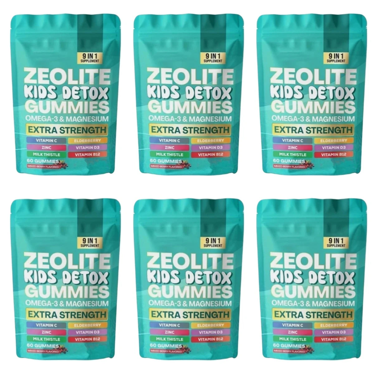 Zeolite Gummies 60 Count Contain Multivitamin Omega-3 Magnesium and Elderberry Support Detoxification & Immune System Health