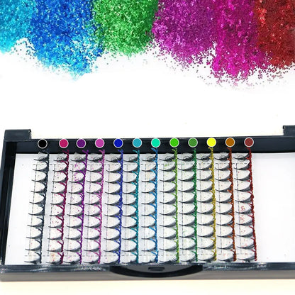 120-Piece Fluorescent/COLORFUL Shiny Dust Eyelashes Lightweight for Halloween Christmas Masquerade Parties Festive Shows