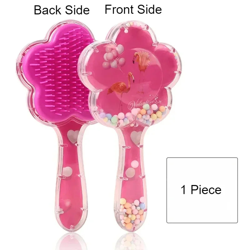 1pc Flower Shape Comb Beauty Makeup Comb with Long Handle for Kids Girls Makeup Hair Brush Children Hairbrush Combs