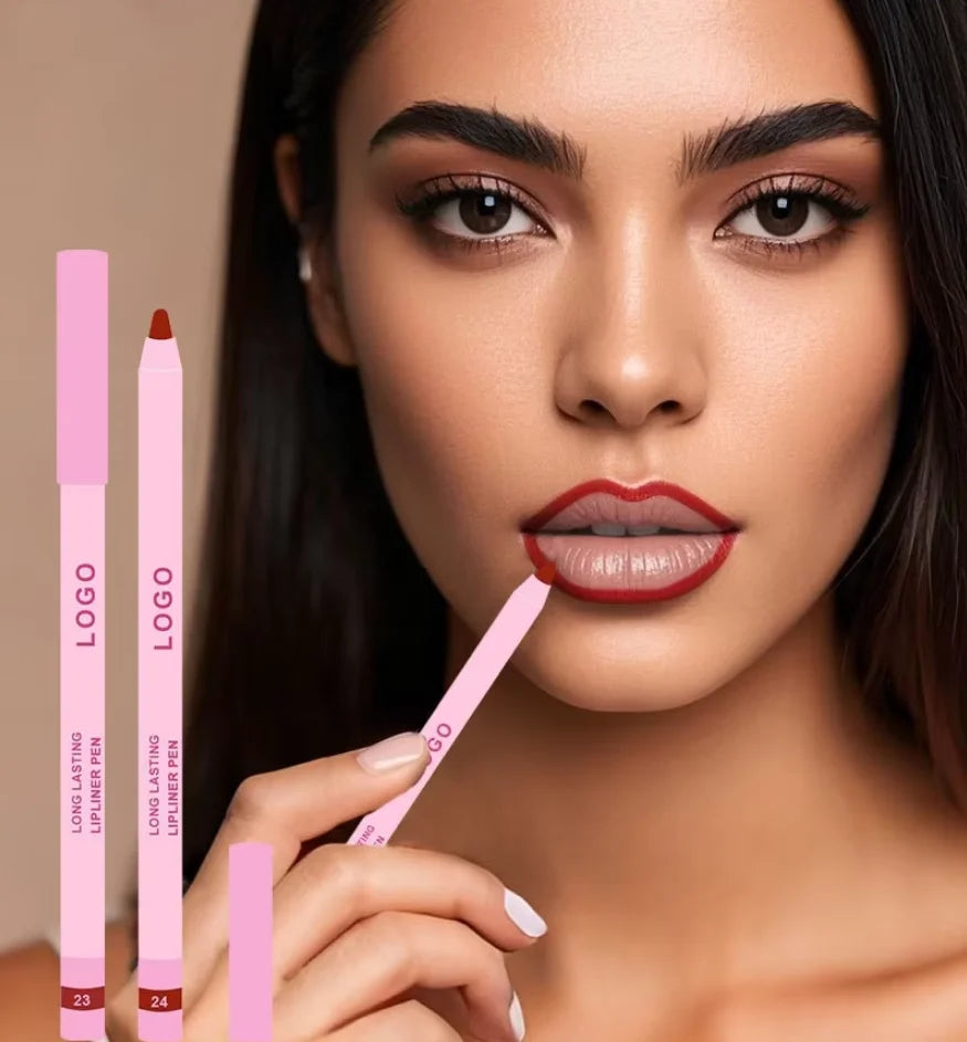Pink Cream Lipliner Pen Custom Logo Retractable Lipliner Pencil Private Label Long Lasting Matte Waterproof Lip Liner 20pcs