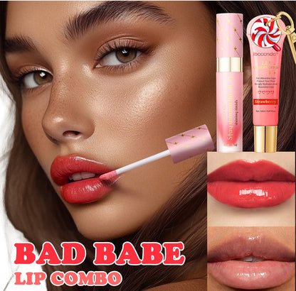 Lip Glosses Set Lip Gloss Combo with Keychain Peach Fragrance Moisturizing Plumping Lip Makeup Christmas Present