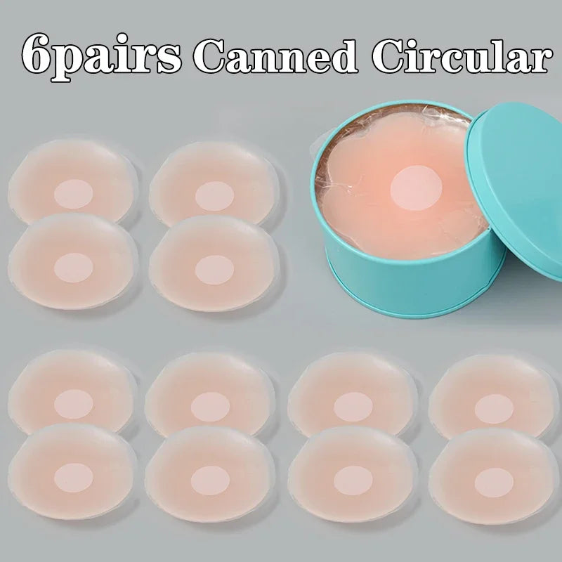 12pcs Women Invisible Nipple Cover Stickers Self-adhesive Chest Breast Petals Silicone Lift Up Paddings Reusable Patch Bra Pads