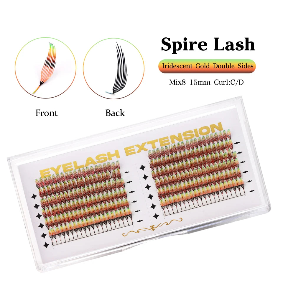 AGUUD Glitter Comic Spire Russian Volume Eyelash Extension Aurora Anime Feather Shape Premade Fan Lashes Christmas Makeup Cilia