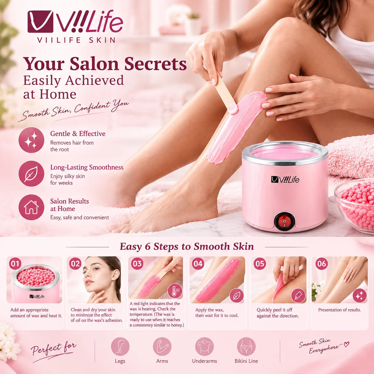 Waxing Kit Wax Warmer for Hair Removal Hard Wax Kit With 7.1oz 4 Bags Hard Wax Beans for Full Body, Legs, Face, Eyebrows, Bikini, Brazilian Waxing Kit for Women Men