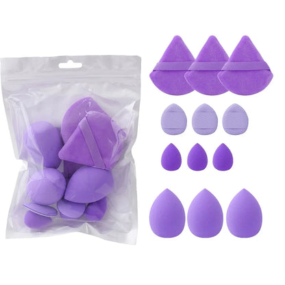 12pcs Makeup Accessories All-Purpose Makeup Sponge Set 4Types Beauty Tools Cosmetic Puff Dry Wet Dual Use Powder Puff