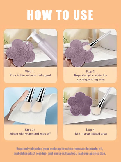 Flower Shape Soft Rubber Makeup Brush Cleaner Pad Cosmetic Sponge Washing Mat Beauty Tool Cleaning Board Scrubber Artist Studio