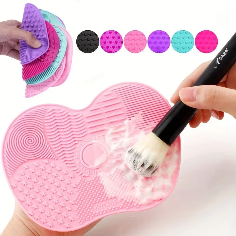 1Pc For Effective Cosmetic Tool Cleaning Makeup Brush Cleaner Silicone Cup Apple-Shaped Pad With Suction
