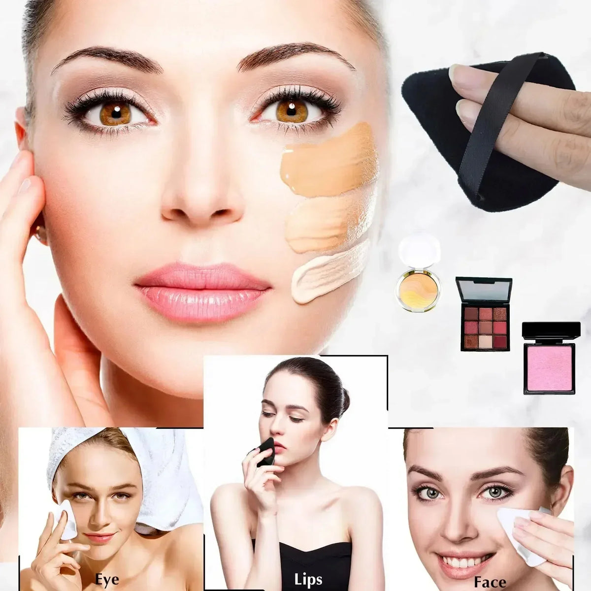 2/5/10/20Pcs Triangle Velvet Powder Puff Mini Face Makeup Sponge Washable Lightweight Cosmetics