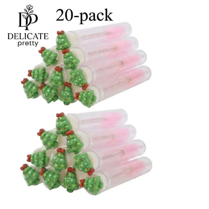 20-Pack Christmas Women Micro Spoolies Ultra-Fine Eyelash & Eyebrow Brushes Lash Extension Wand Comb Makeup Brushes Eyebrow Comb