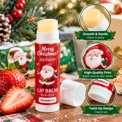 Christmas Lip Balm Gift Set 10 Count Assorted Fruit Flavors Stocking Stuffers Nourishing Moisturizing for Women 5g Fro Dry Skin