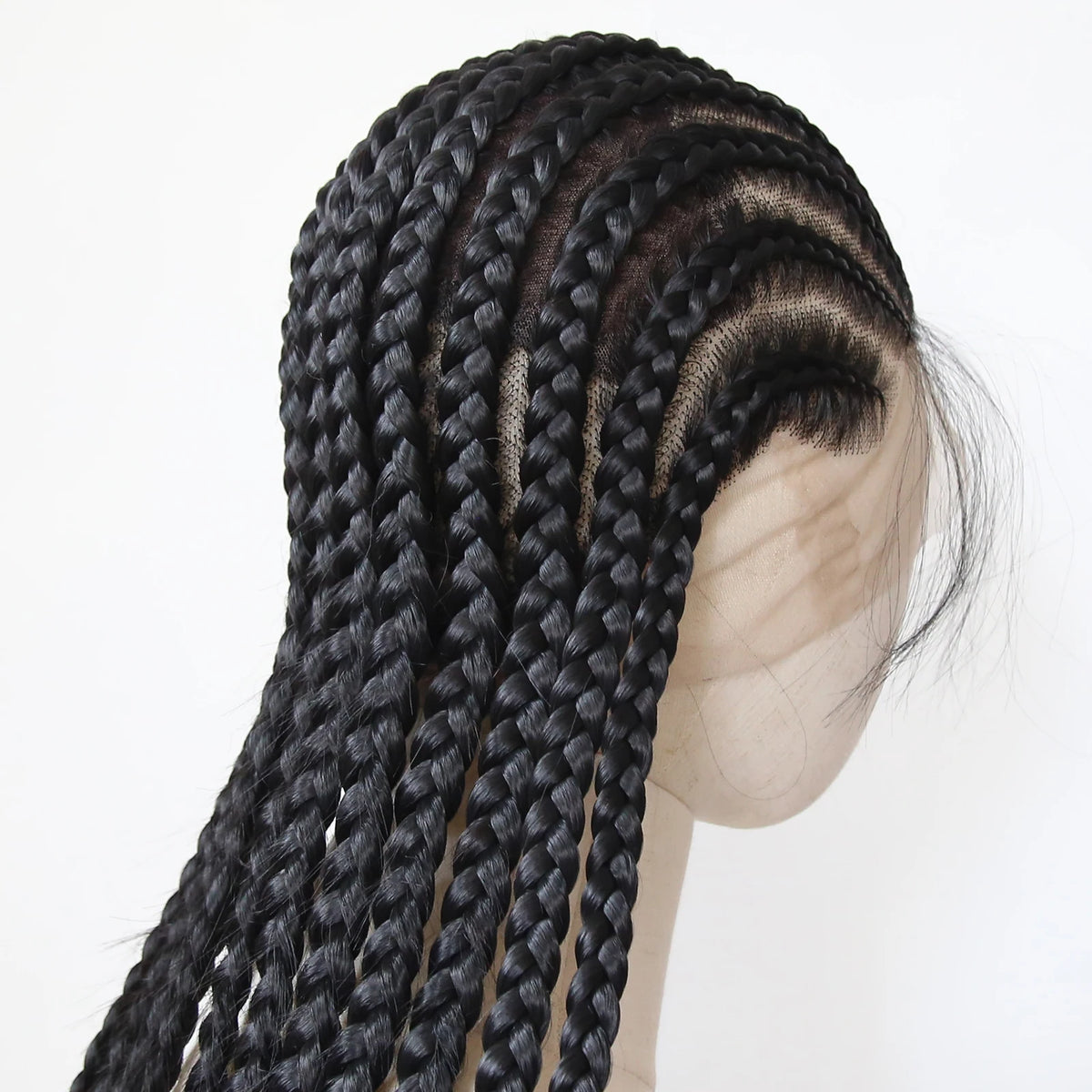Black Braided Wigs Synthetic Full Lace Wig Glueless Full Lace Synthetic Wig Heat Resistant Fiber Wig for Women Daily Wear