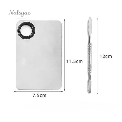 Upgraded Stainless Steel Metal Mixing Tray with Spatula Artist Tool for Foundation Nail Art Makeup Palette