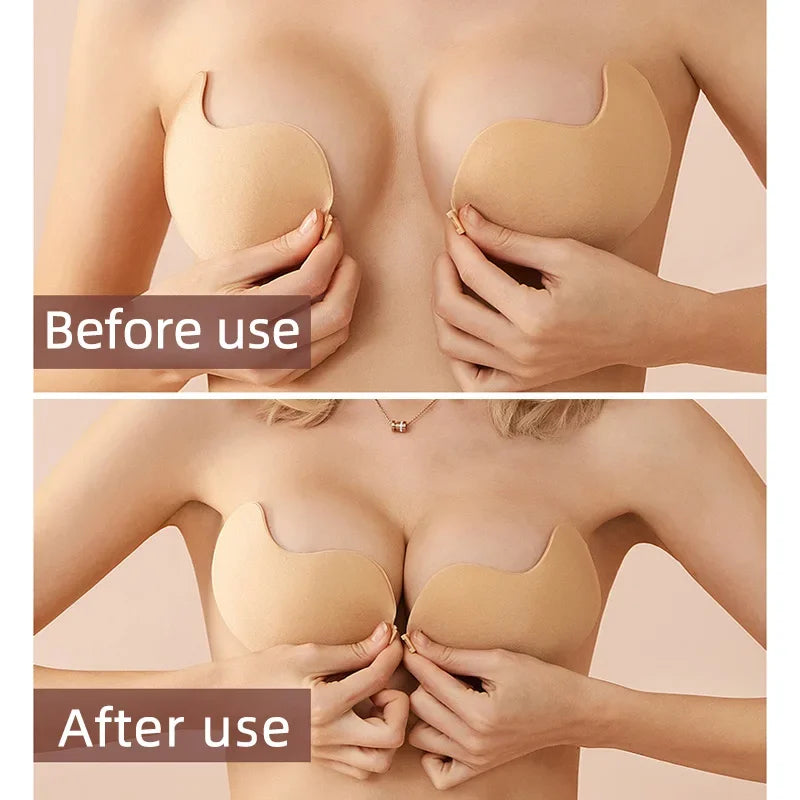 Sexy Women's Bra Invisible Push Up Bra Self-Adhesive Silicone Seamless Front Closure Sticky Backless Strapless Bra
