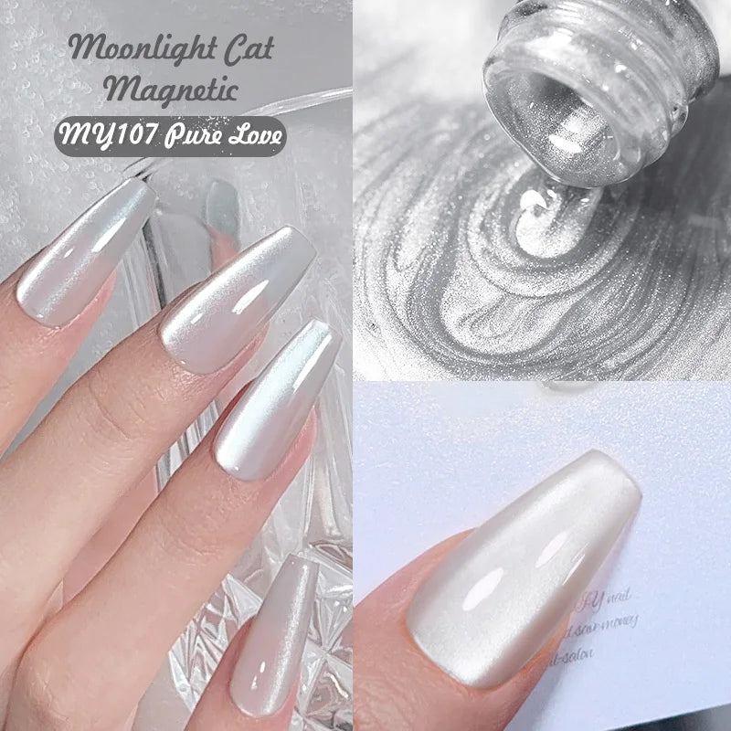 BORN PRETTY 10ml Rainbow Glass Cat Magnetic Nail Gel Polish Sparkling Double Light Reflective Glitter Colorful Laser Varnish