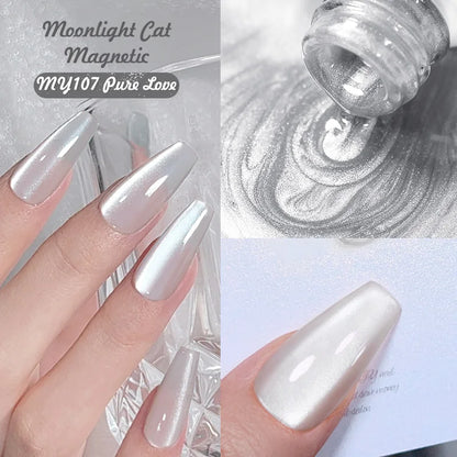 BORN PRETTY 10ml Rainbow Glass Cat Magnetic Nail Gel Polish Sparkling Double Light Reflective Glitter Colorful Laser Varnish