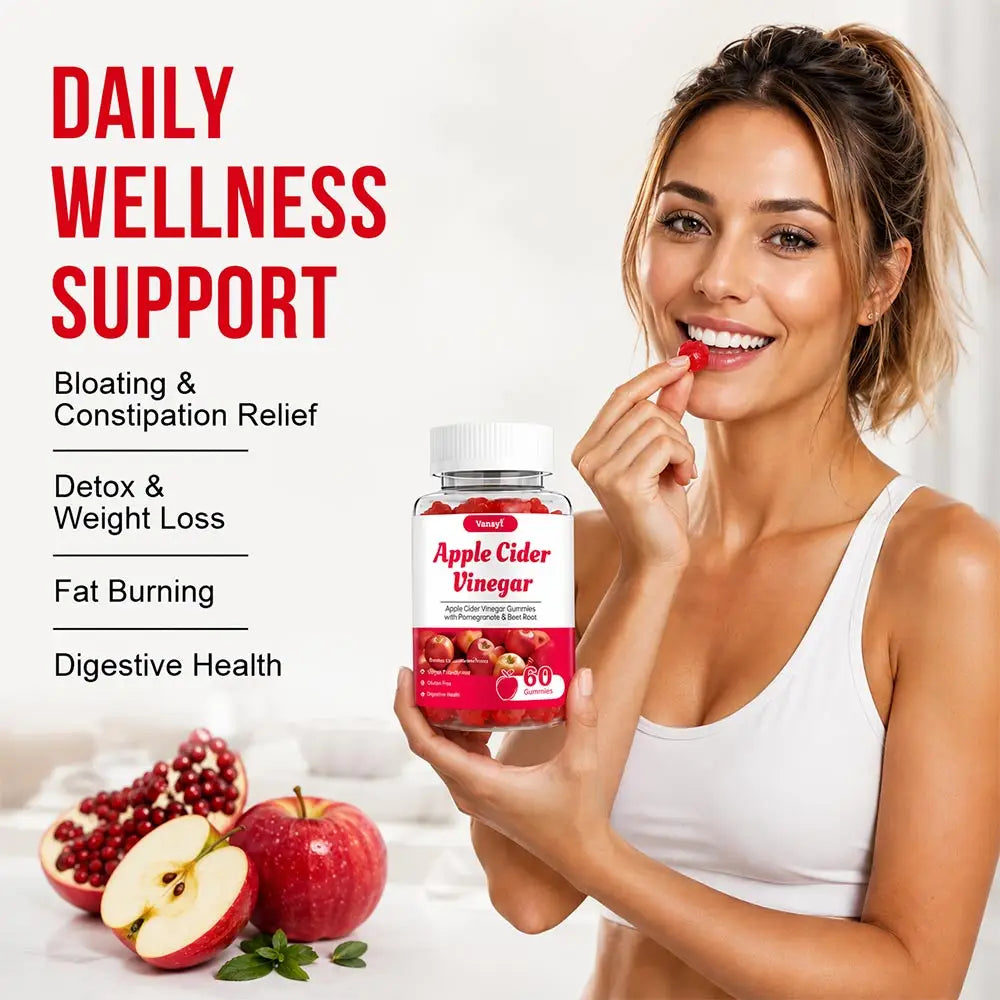 Apple Cider Vinegar Gummies with Pomegranate & Beet Root, Herbal Supplement, Support Digestive & Gut Wellness, Daily Wellness Gummy, 60 Counts