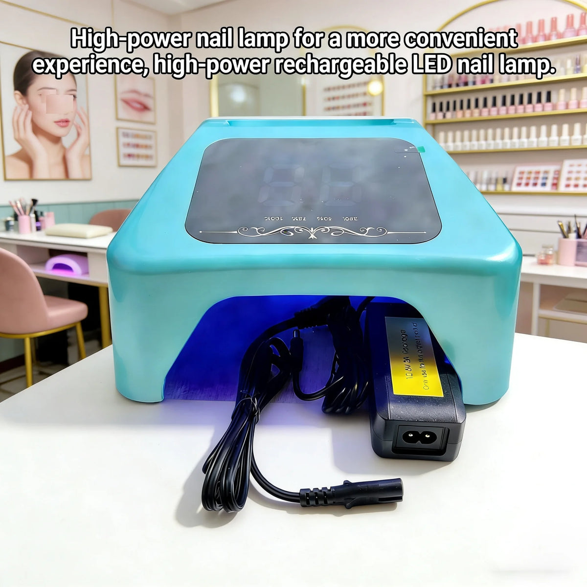Professional 72W Rechargeable UV LED Nail Lamp with 36pcs LED Bulbs Multi-Timer Cordless Nail Dryer for Salon Manicure