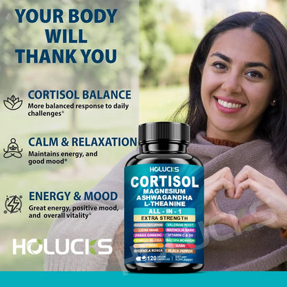 Buy 1 Get 1 Free! Premium Cortisol Capsules, Support Balances Hormones, Reduces Hot Flashes & Promotes Restful Sleep, Non-GMO