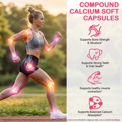 Calcium 1200mg D3 K2 B12 Softgels for Bone Strength, Teeth, Muscle, Heart & Immune Health, Gluten Free & Non-GMO, 120 Softgels