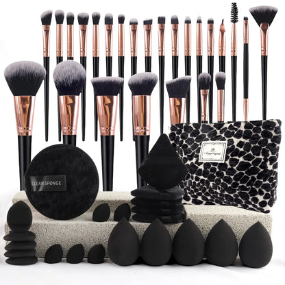 47Pcs Professional Makeup Brushes Set Beauty Tools Kit Portable Travel Cosmetic Bag Puff Toiletry Makeup Accessories Set
