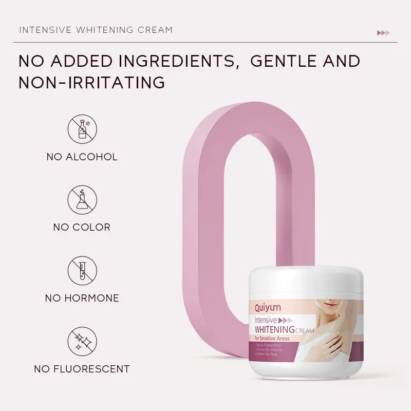 Quiyum Intensive Whitening Cream For Sensitive Areas Underarm Armpit Elbow Knee Private Parts Skin Lightening Brightening 30g