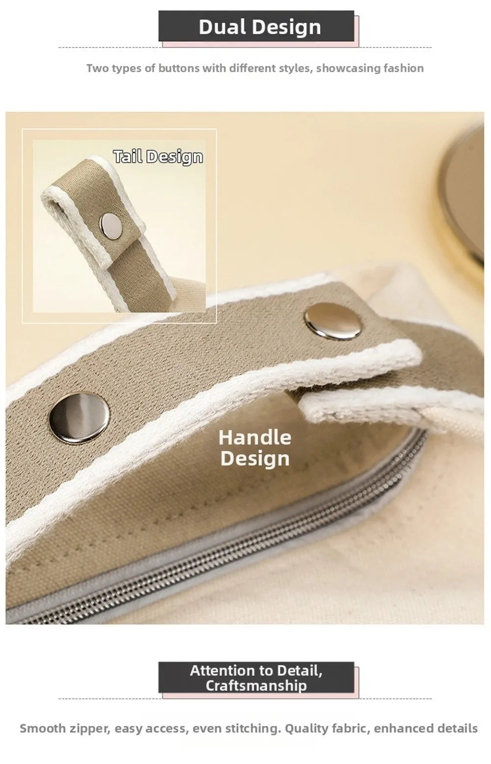 Trendy Large Capacity Cosmetic Storage Bag Portable Handheld Makeup Pouch Canvas Travel Storage Bag Cosmetic Storage
