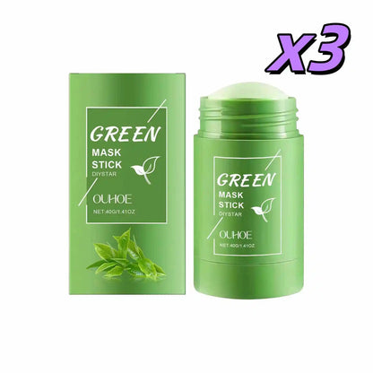 Green Tea Solid Mask Stick Remove Blackhead Shrink Pores Deeply Cleansing Blemish Black Dots Smoothing Moisturizing Facial Mask