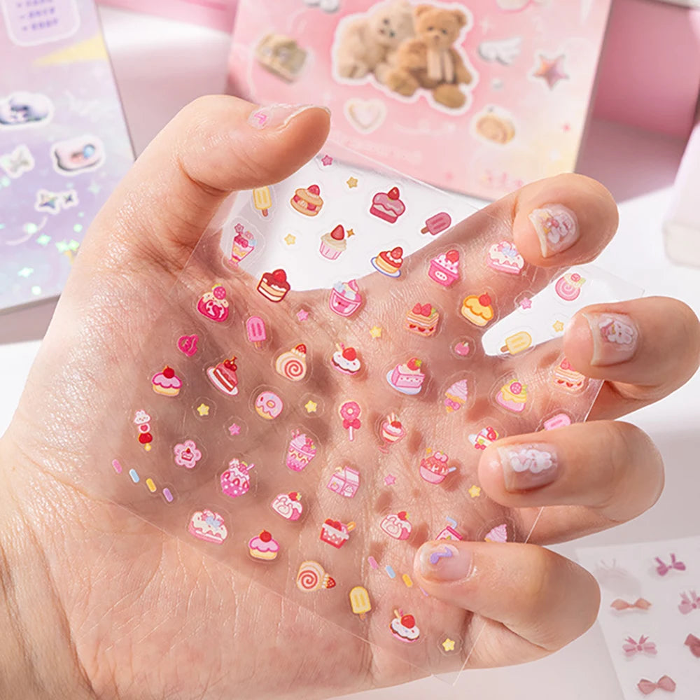 24 sheets Handheld Sticker Notebook Mini Nail Stickers Cartoon Stickers Decorative Small Patterns High Beauty Cute