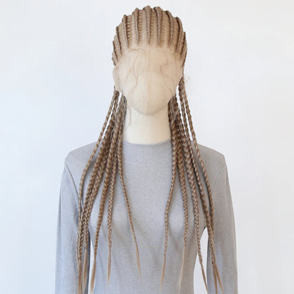 Black Braided Wigs Synthetic Full Lace Wig Glueless Full Lace Synthetic Wig Heat Resistant Fiber Wig for Women Daily Wear