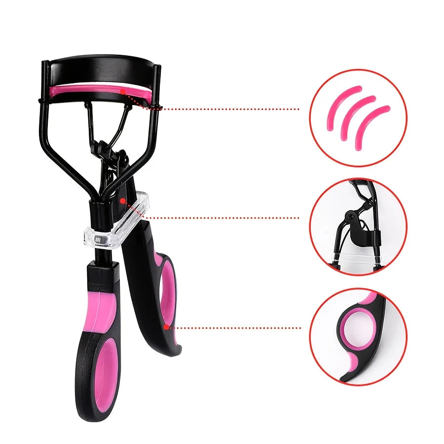 Eyelash Curler with Pads, Lash Curler with 5 Extra Replacement Pads Achieve Perfect Curls in 5 Seconds lash lift kit Curved