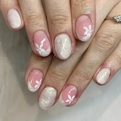 24Pcs Short Oval Press-On Nails - Cute Gingerbread & Candy Cane Christmas Designs, Perfect for Holiday Parties for Women&Girls