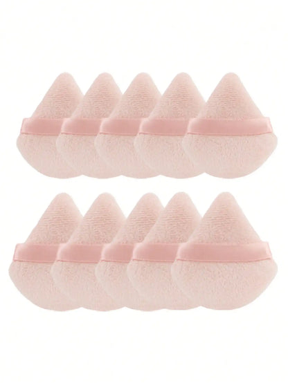 10 Pcs Triangle Velvet Powder Puff Pizza Flours Mini Face Makeup Sponge Cosmetics Washable Lightweight Makeup Tool