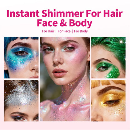 Sparkling Sequins Glitter Gel Stick 8 Colors Sequin Body Glitter Cosmetic Stick Hair Glitter Stick Festival Makeup for Christmas