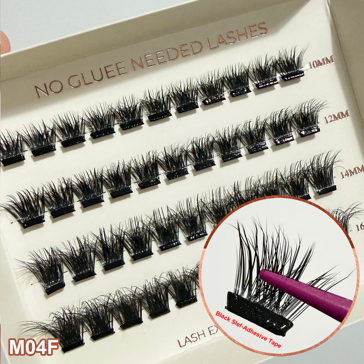 Self Adhesive Cluster Lashes Wide Pre‑glued Tap Natural DIY Eyelash Extension No Glue Need Eyelashes Press On Manga Lashes