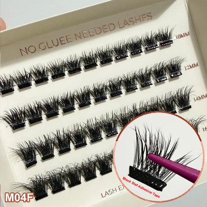 Self Adhesive Cluster Lashes Wide Pre‑glued Tap Natural DIY Eyelash Extension No Glue Need Eyelashes Press On Manga Lashes
