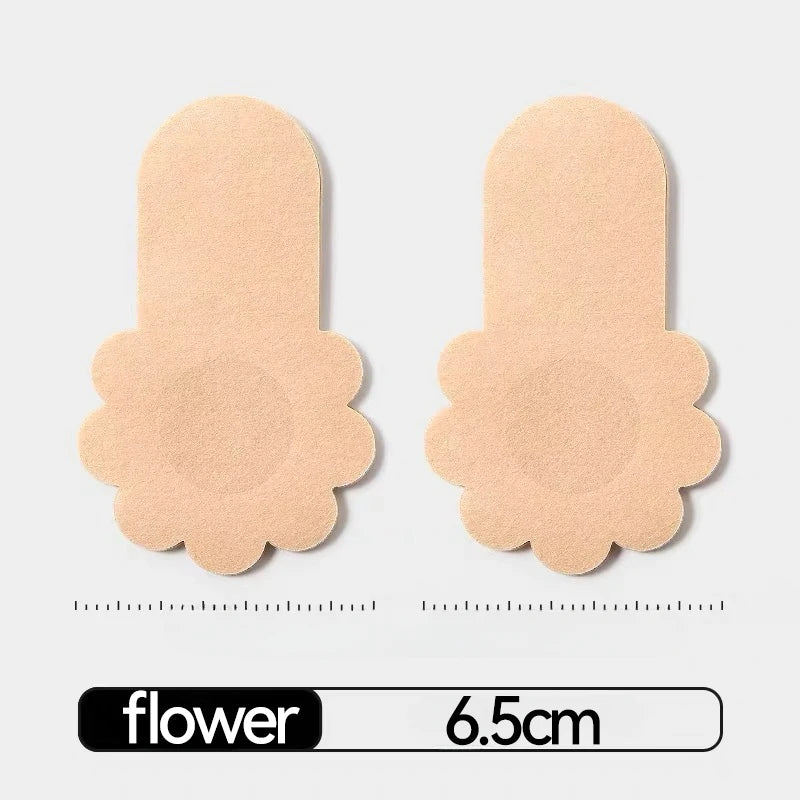 2/50Pcs Self-adhesive Nipple Cover Chest Patch Non-woven Invisible Bra Disposable Sticky Lift Breast Petals Round Flower Pads