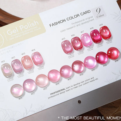 MIANEL 2026 Summer Trend Nude Pink Cat Eye Gel Nail Polish Soft Brightening Transparent Peach Pink with Glass Bead