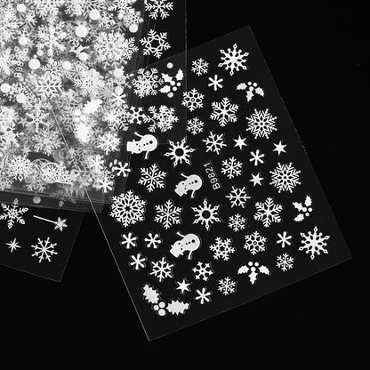 30Sheet/Set Christmas Nail Stickers 3D White Self Adhesive Snowflake Nail Sliders DIY Children New Year Stickers for Nails