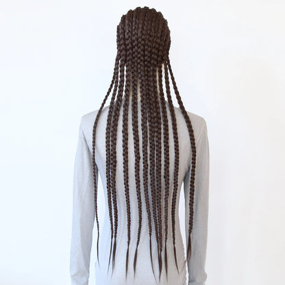 Black Braided Wigs Synthetic Full Lace Wig Glueless Full Lace Synthetic Wig Heat Resistant Fiber Wig for Women Daily Wear