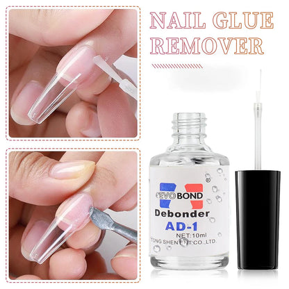 10ml Nail Glue Remover for Press on Nails Professional Glue off Acrylic Nail Rhinestone Decoration Nail Polish Remover Nail Glue