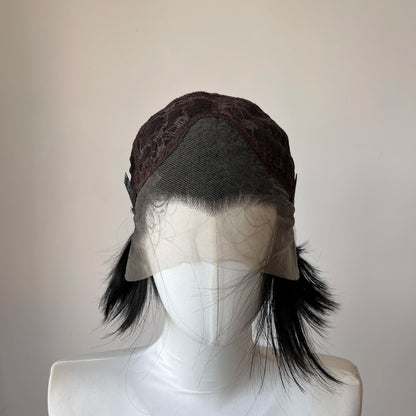 Black Short Hair Wig for Man with A Slicked-back Hairstyle Cosplay 13*4 HD Synthetic Lace Front Wig Short Wigs Frontal Peluca