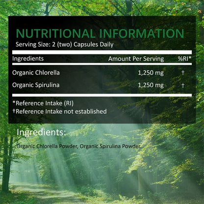 Organic Chlorella & Spirulina 2500mg - Supports Immune Health, Boosts Cellular Energy, Slows Cell Aging, and Aids Detoxification