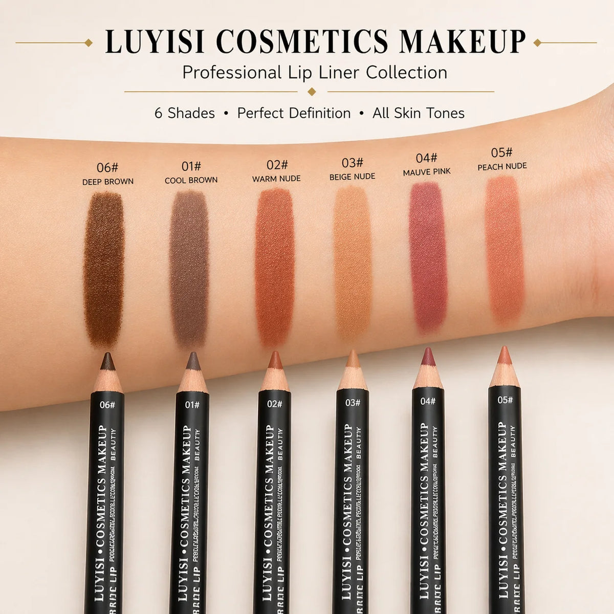 Waterproof Lip Liner,Smudge-Proof Eyeliner Lip Pencil,Highly Pigmented&Smooth Glide, Define Lip Shape,Brown Nude Shades Makeup