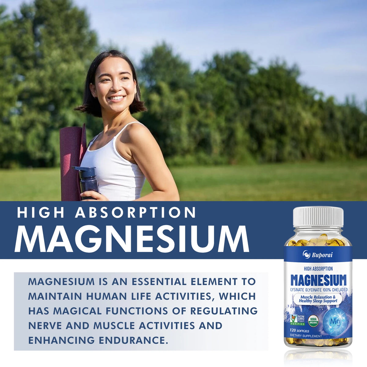 Highly Absorbable Magnesium - Supports Bone Density and Muscle Relaxation, Promotes Healthy SleepSupplements