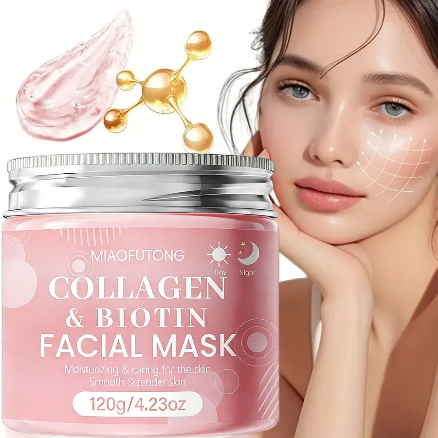 Biotin Collagen Day and Night Face Masks, Moisturizing and Hydrating, Firm and Brightening Skin, Leaving the Skin Plump and Radi