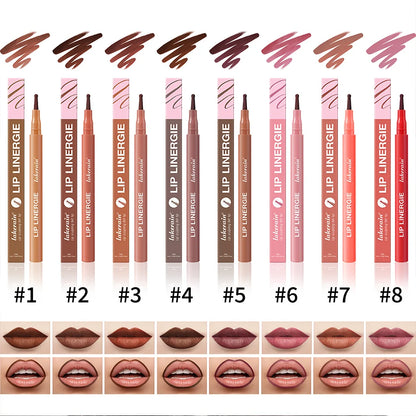 Lakerain Lip Liner Waterproof Transfer-proof Long-lasting Wear Pen Style Felt Head Design Blendable Lip Liner Stain Pen