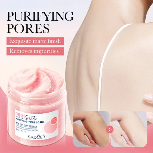 SADOER Himalayan Pink Salt Body Scrub Moisturizing Cream Exfoliating Whitenting Arm Scrub Exfoliator Body Lotion Skin Care