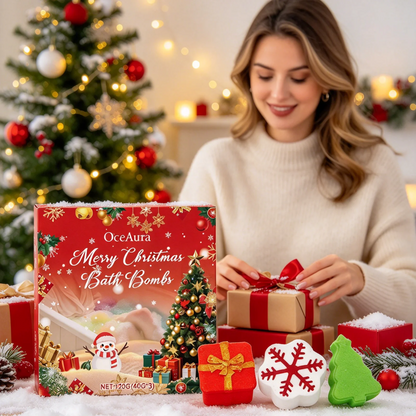 OceAura Christmas Bath Balls Holiday Gift Deep Cleaning Gentle Moisturizing Colorful Bubble No Residue Gift Box Bath Ball 120g